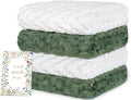 HOMRITAR Baby Blanket 4 Pcs, Ultra Soft 3D Flannel Fleece Fluffy Blankets for Nursery, Warmer Plush Bed Blanket Set, Christmas Baby Gift Idea for Boys & Girls, 30x40 Inches (2 Olive Green + 2 Cream)