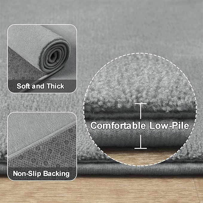 Amearea Modern Soft Hallway Runner Rug, 2x8 Feet Area Rug Runners for Hallways, Washable Runner Rugs, Non Slip Memory Foam Rug Grey Runner Rugs Carpet for Entrance Kitchen Kids Room Decor, Grey