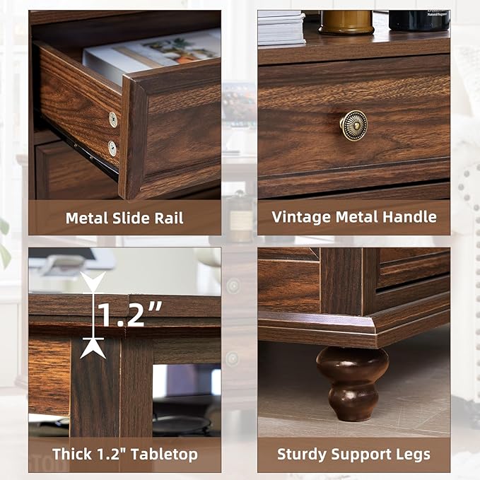 Farmhouse Dresser and Nightstand Sets, Wood 54" Wide Dresser & 24" Night Stand with Charging Station, 2 Piece Bedroom Furniture Set, Chest of Drawers for Bedroom, Home, Living Room, Hallway