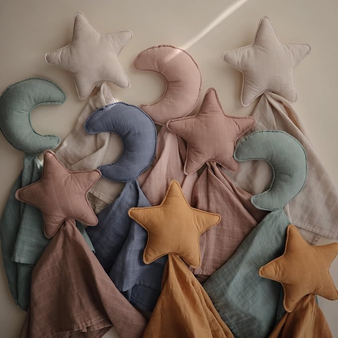 mushie Moon Security Blanket | Baby Lovey | 100% Organic Muslin Cotton (Roman Green)