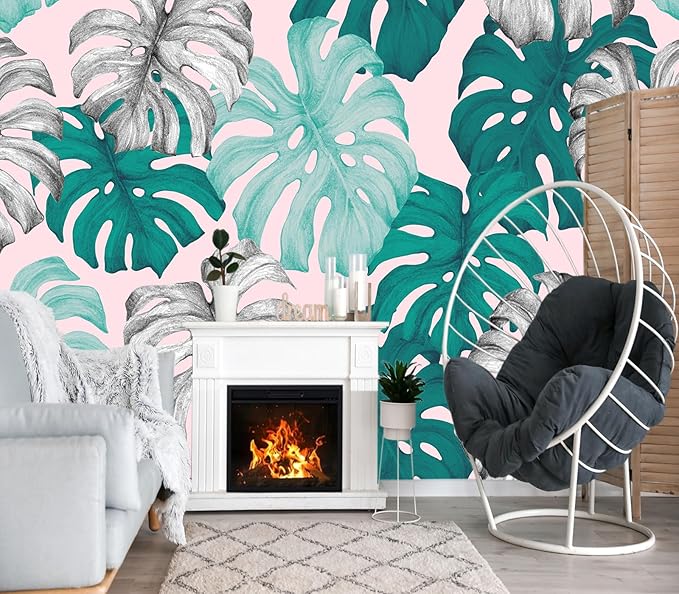 XMPMBM-Tropical Leaf Botanical backsplash Large Decorative Wallpaper Banana Leaf Plant Bedroom Bathroom Wall Mural- W 132" X H 92"（93 Square Foot）