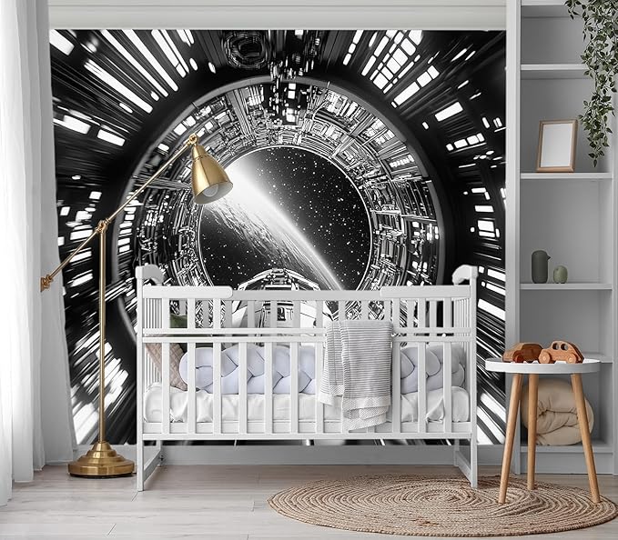 XMPMBM-Capsule Space backsplash Large Decorative Wallpaper Starship Nursery Room Boys Bedroom Bathroom Wall Mural- W 132" X H 92"（93 Square Foot）