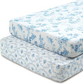 Delta Children Fitted Crib Sheets for Girls and Boys - 100% Organic Cotton Crib Sheet for Standard Crib and Toddler Mattresses - 28x52 Inch - GOTS Certified (Pack of 2), Blue Botanicals