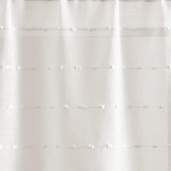 Lush Decor Farmhouse Textured Sheer Window Curtain Valance, 52"W x18"L, White