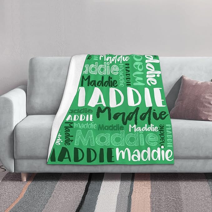 Personalized Blankets With Name Customized Baby Blankets for Girls Boys Adults Monogrammed Blankets and Throws Christmas Birthday Mothers Fathers Valentines Day Gift (Medium Sea Green,50''×60'')