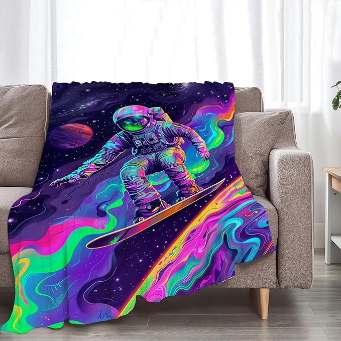 Astronaut Blanket Spaceman Throw Blanket Astronaut Gifts and Decor Fantasy Astronaut Blanket for Boys Girls Women Men Kids Adults Soft Warm Cozy Fleece Blanket for Couch Sofa Bed 60"x50"