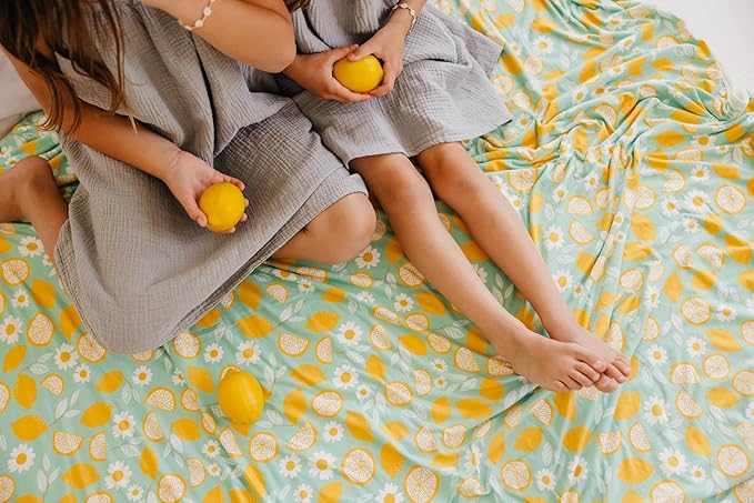 Copper Pearl Jumbo 3-Layer Quilt: Soft Quilts for Boys & Girls | Breathable, Cozy Toddler Blanket | Newborn Quilt | 46x46 Premium Polyester/Rayon | Lemon
