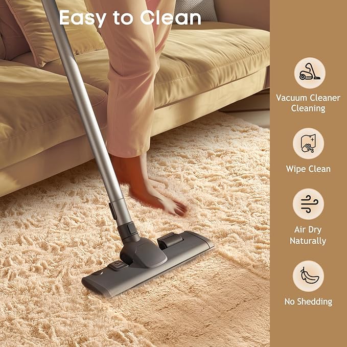 Ophanie Beige Rugs for Living Room Bedroom, 6x9 Fluffy Fuzzy Furry Carpet, Plush Soft Shaggy Bedside Indoor Floor Area Rug for Kids Girls Boys Baby Teen Dorm Nursery Home Decor Aesthetic