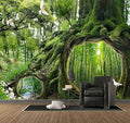 Fantasy Forest Landscape Wall Mural Wallpaper Bamboo and Stream Wallpaper for Bedroom Living Room TV Background Sofa Wall (not self-Adhesive)