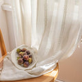 ENJOYBRIDAL Off White Curtains 63 Inch Length 2 Panels Boho Semi Sheer Drapes Cream Embroidered Tassel Rod Pocket Short Hollow Window Curtain Panels Farmhouse Window Treatment for Bedroom Living Room