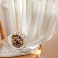 ENJOYBRIDAL Off White Curtains 96 Inch Length 2 Panels Boho Semi Sheer Drapes Cream Embroidered Tassel Rod Pocket Hollow Window Curtain Panels Farmhouse Window Treatment for Bedroom Living Room