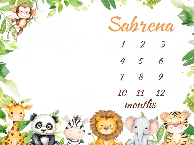 OLIVE OLIVIA Personalized Monthly Baby Milestone Blanket, Baby Months Blanket, Perfect Custom Newborn Gifts,30"x40"