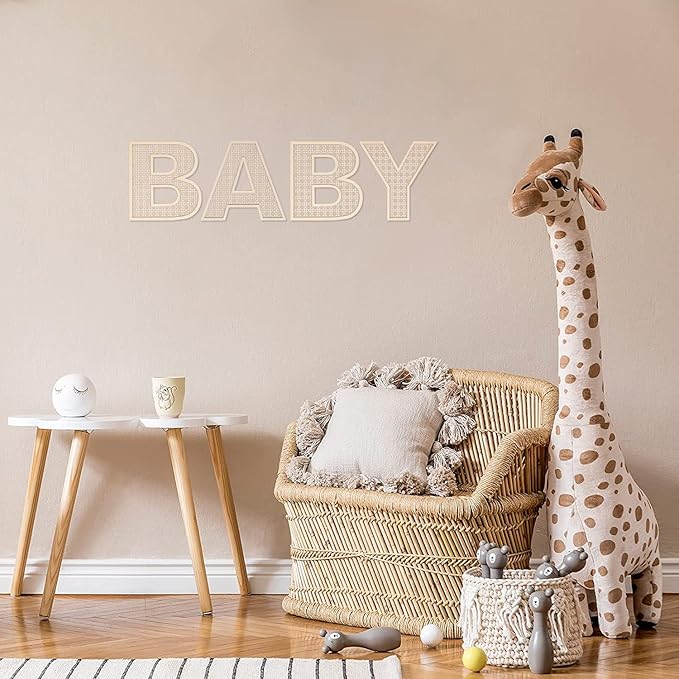 Wooden Rattan Letters 8 inch Wood Letters Z for Wall Decor Crafts Boho Nursery Decor for Baby Shower Wedding Bedroom Name Signs Large Rustic Letter Home Decoration