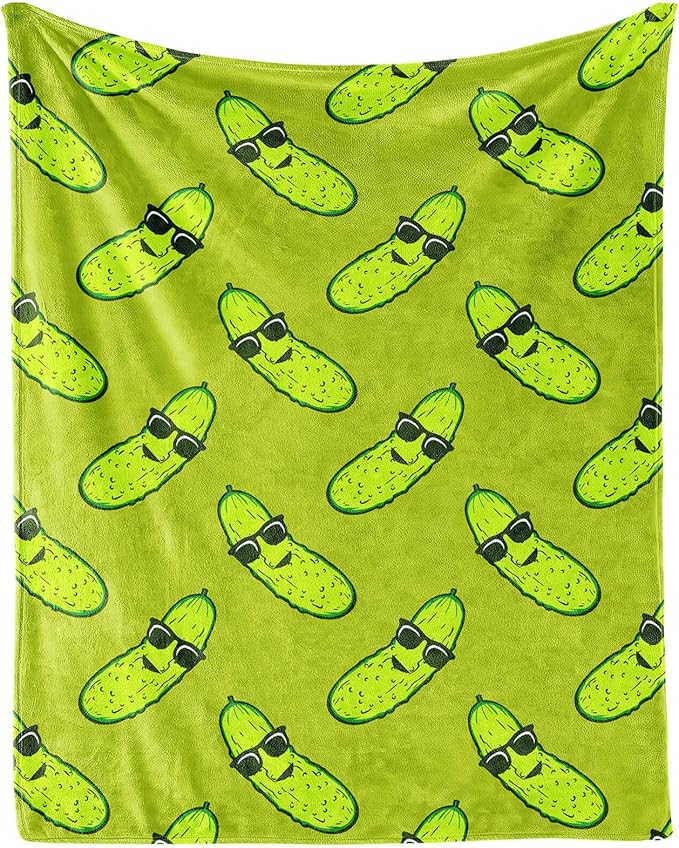 Pickle Throw Blanket for Girls Boys - 40x50 Inches Crib Size - Soft Fluffy Cozy Blankets Gift - Green Funny Blanket Throws for Travel, Office