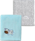 CREVENT 2Pcs 30''X40'' Cute Cozy Fluffy Warm Baby Blankets for Infants Toddlers' Bedding Crib Cot Stroller - Grey Cloud + Blue Cow