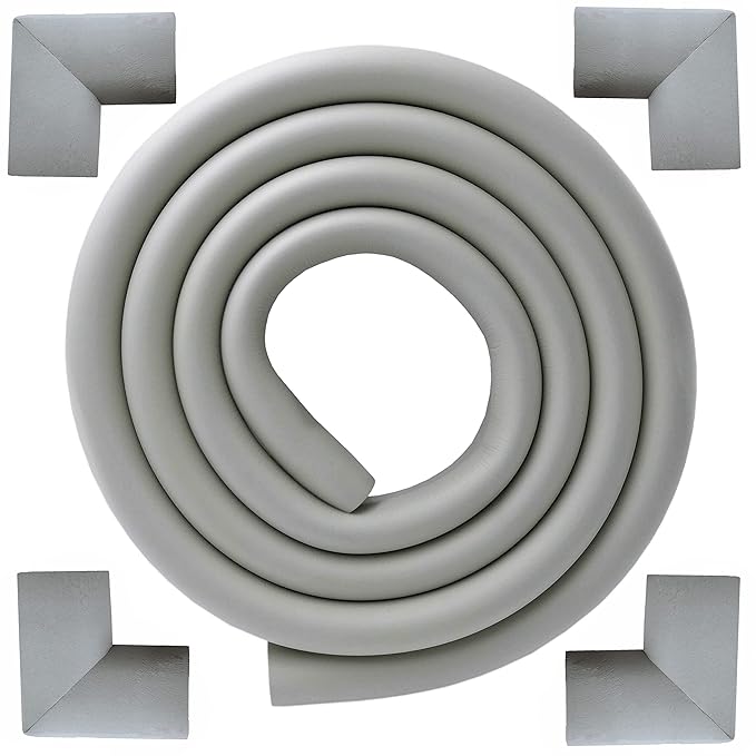 M2cbridge U Shape Extra Thick Furniture Table Edge Protectors Foam Baby Safety Bumper Guard 6.5 Ft (Grey with 4 Corners)
