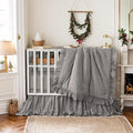 Brandream Ruffle Crib Bedding Set for Baby Boys 100% Cotton Gender Neutral Boho Bohemian Farmhouse Chic 6-Piece Nursery Bedding Set Grey