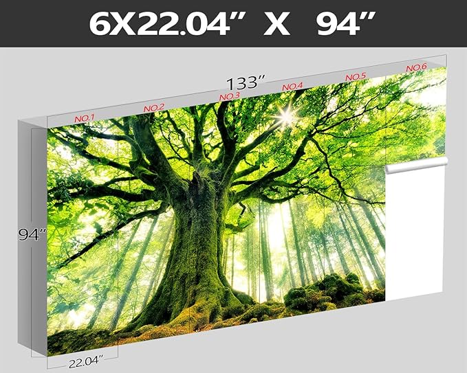 XMPMBM-Green Forest backsplash Large Decorative Wallpaper Large Tree Bedroom Bathroom Wall Mural- W 132" X H 92"（93 Square Foot）
