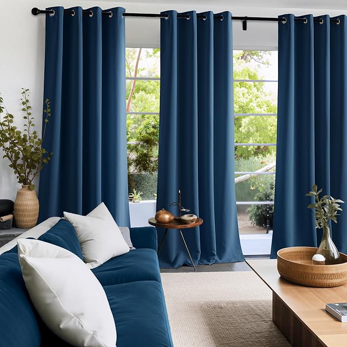 NICETOWN Morrocan Blue Room Darkening Curtains 54 Inches Long 2 Panels for Living Room, Bedroom, Nursery Summer Thermal Insulated Blackout Drapes Grommet Noise Reducing Window Curtains, W40