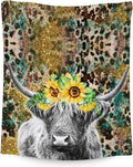 Highland Cow Blanket, Cute Cow Throw Blanket Gift for Women Girls Highland Cow Lovers, 50x40 Inches Soft Fuzzy Flannel Leopard Print Blankets for Crib Couch Sofa Travel