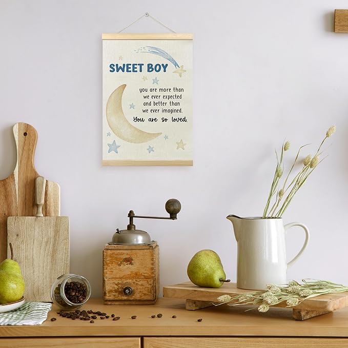 TLESKE Baby Boy Kids Room Poster Hanger Frame, Sweet Boy Hanging Wall Art Decor Framed for Bedroom Nursery Playroom, You Are Loved Wall Prints Picture Artwork Banner, 12x16