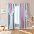 XiDi Girls Curtains for Bedroom Kids Room 2 Panels Colorful Rainbow Unicorn Wall Decor Blackout Pink Curtains Cute Mermaid Princess Room Grommet Drapes 62 Inches Wide 79 Inches Long Pink Purple Green