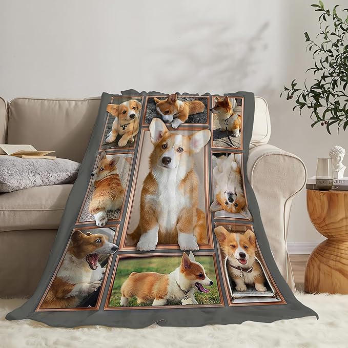 jerkboo Corgi Blanket Throws Corgi Gifts Cute Corgi Dog Throw Blanket for Girls Women Kids Adults Soft Warm Cozy Fleece Blanket for Couch Sofa Bed 50""x40""