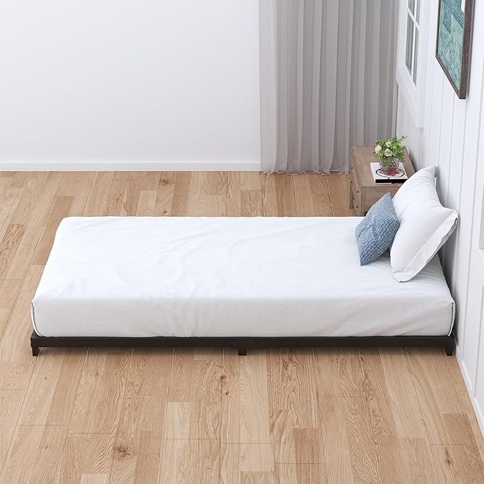 3 Inch Twin XL Bed Frames Low Profile, XL Twin Bed Frame No Box Spring Needed, Heavy Duty Metal, Easy Assembly, Black