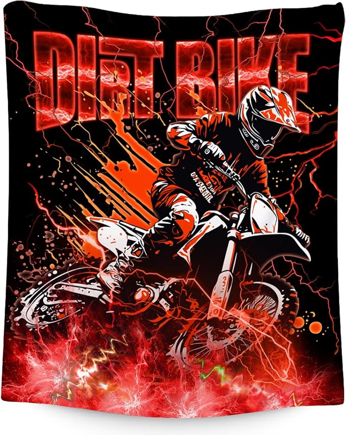 Boys Blanket Dirt Bike Blankets Gifts for Kids Toddlers, 30"x40" Warm Lightweight Flannel Throw for Couch Sofa