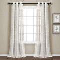 Lush Decor Farmhouse Textured Grommet Sheer Window Curtain Panel Pair, 38"W x 120"L, White
