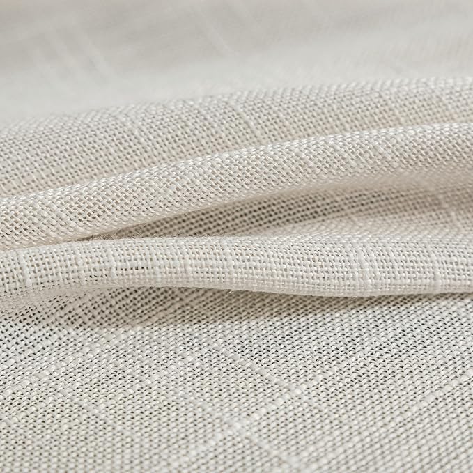 FMFUNCTEX Linen Semi Sheer Curtains 108 Inches Extra Long for Bedroom Living Room, Beige Curtain Panels Sheer Linen Textured Window Drapes Farmhouse Light Filtering Natural 2 Panels Rod Pocket