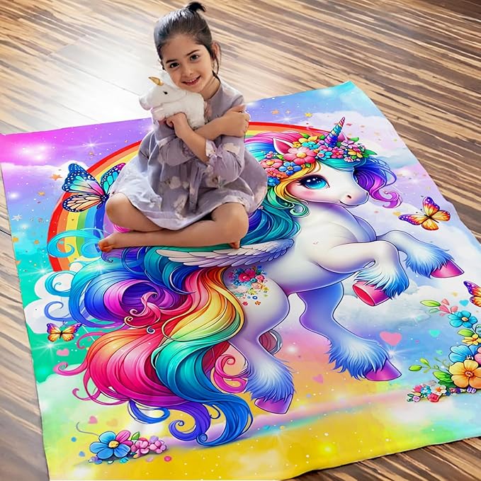 Girls Unicorn Blanket, Throw Gift for Kids Teens Adults Unicorn Lovers 60x80 Inches Lightweight Soft Cute Decor Throw Blankets for Sofa Couch Bed
