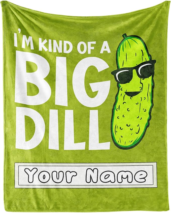 Custom Pickle Throw Blanket for Baby - 30x40 Inches Lap Size - Soft Fluffy Cozy Blankets Gift - Green Funny Blanket Throws for Couch, Work