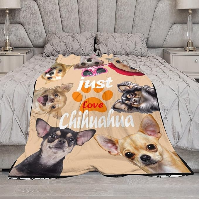Chihuahua Blanket Funny Chihuahua Dog Gifts for Girls Boys Woman Kids Dog Lover Throw Blankets Soft Blanket Warm Fleece Flannel Plush Blankets for Bed Sofa Couch 40"x50"