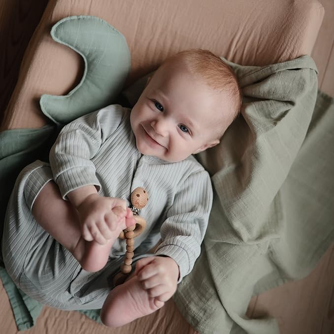 mushie Moon Security Blanket | Baby Lovey | 100% Organic Muslin Cotton (Tradewinds)