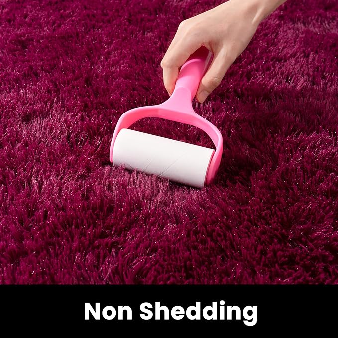 4x6 Rug - Non-Slip Rugs for Living Room - Height Pile 1.4" Plush Rug - Fluffy Throw Carpet for Bedroom - Burgundy