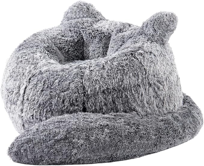 Bean Bag Chair for Adults Teens Giant Faux Fur Bean Bag Chairs with Filler Fluffy Plush Cat Shaped Beanbag Couch Comfy Accent Floor Sofa for Gaming, Reading in Living Room, Bedroom, Dorm