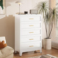 5 Drawers Tall White Dresser for Bedroom, 52.16" Metal Dressers & Chests of Drawers Curved Corner Design, Storage Organizer Drawer Chest with Large Capacity for Living Room, Hallway, Entryway