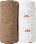 JELLYMONI Muslin Swaddle Blankets for Unisex, 2 Pack Newborn Receiving Blanket, Large 47 x 47 inches Soft Breathable Muslin Baby Blanket for Newborn Boys & Girl