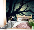 XMPMBM-Magic Forest backsplash Decorative Wallpaper Starry Sky Large Tree Bedroom Bathroom Wall Mural- W 132" X H 92"（93 Square Foot）