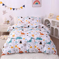 JSD Dinosaur Kids Duvet Cover Set Full Size, 3 Piece Soft Printed Microfiber Bedding Comforter Cover with Pillow Shams Zipper Closure, Comforter Not Included