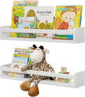 Fun Memories Nursery Book Shelves, 24Inch Floating Shelf for Wall, Wall Bookshelf for Kids Solid Wood Wall Mounted Shelves for Books,Toys and Decor Storage, Set of 2