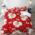 LUVIVIHOME 3PCS Santa Claus Duvet Cover Queen Bedding Sets, Red Duvet Cover, Christmas Bedding, Polka Dot Snowflake Holiday New Year Xmas Gifts Christmas Comforter Bedspread Quilt Cover 2 Pillow Cases