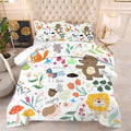 Kids Comforter Set Full: Cute Safari Woodland Bedding Set Cartoon Forest Animals Quilt for Boys Girls Teens Zoo Animal Fox Bear Lion Jungle 3 Piece Duvet Bed Sets