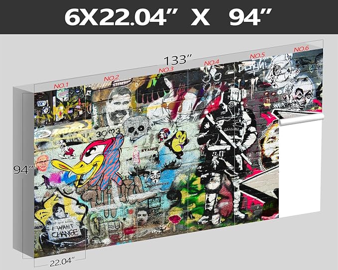 XMPMBM-Graffiti Art backsplash Large Decorative Wallpaper Bedroom Bathroom Nursery Room Wall Mural- W 132" X H 92" M - W 132" X H 92"（93 Square Foot）