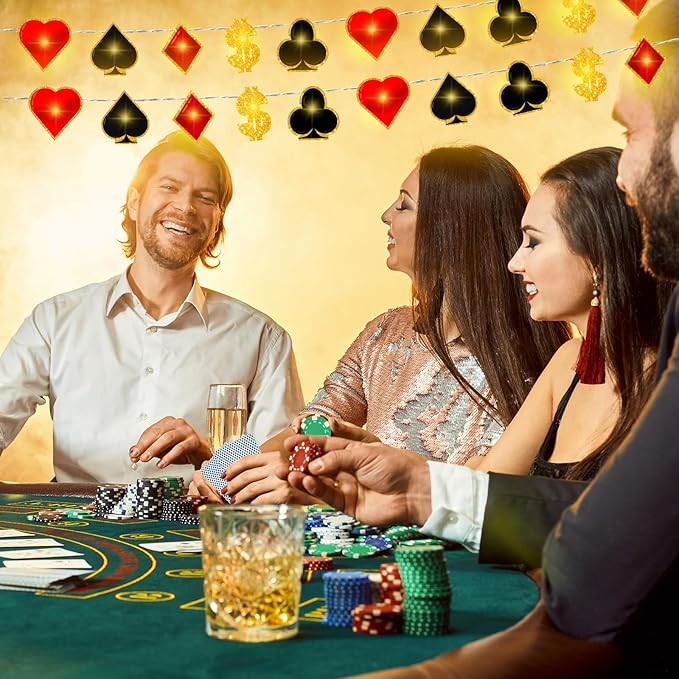 VIHOSE Casino Theme Party Decorations Las Vegas Party Supplies 20 LED 10 ft Poker String Lights for Casino Night Las Vegas Night Baby Shower Birthday Decorations