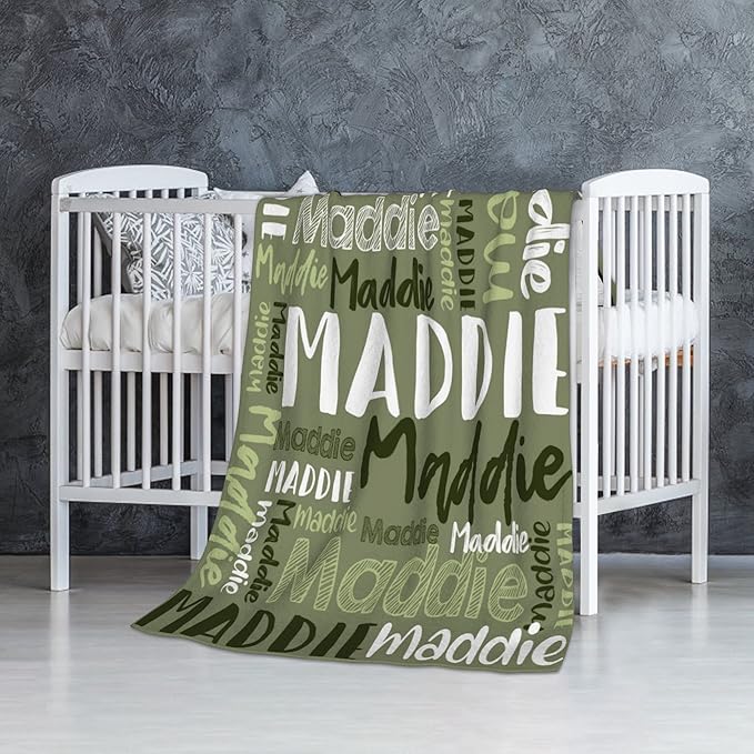 Dr.TOUGH Personalized Blankets with Name Customized Baby Blankets for Girls Boys Adults Monogrammed Blankets and Throws Christmas Birthday Mothers Fathers Valentines Day Gift (Mossy,30''×40'')