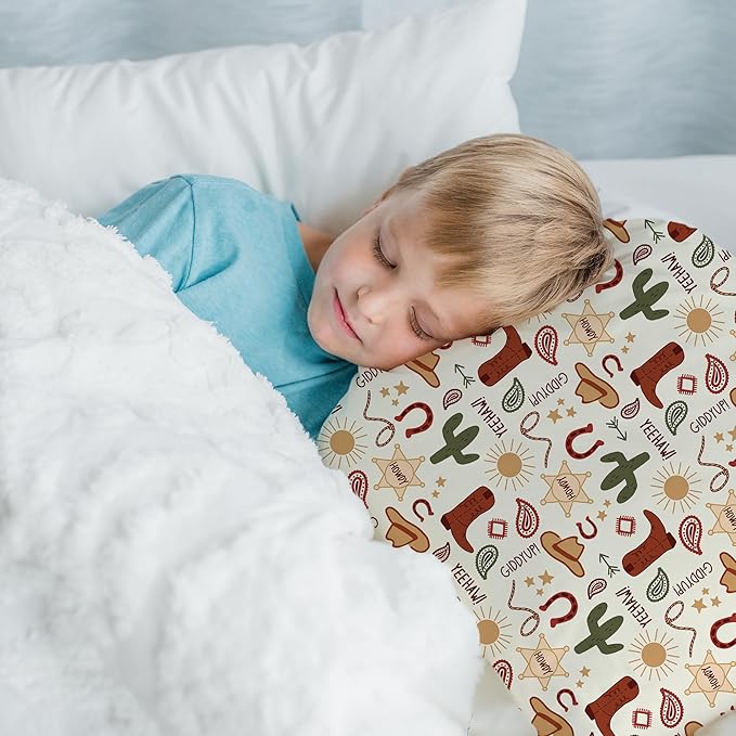 Little Sleepy Head Youth Pillow with Pillowcase 16x22 - Soft Jumbo Toddler & Hypoallergenic Kids Travel Pillow - Perfect for Sleeping (Giddyup)
