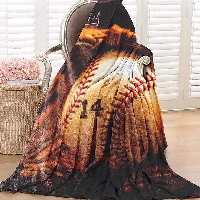 Custom Baby Soft Blanket: Personalized Bedding for Kids Softball Ball Throw Blankets - Perfect Newborn Gift Infant Swaddling Blanket with Name 60x80inch