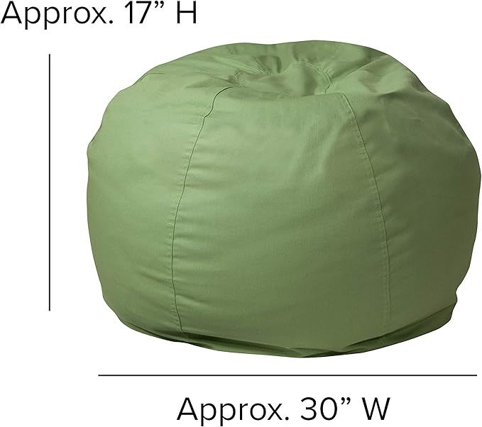 EMMA + OLIVER Small Solid Green Bean Bag Chair for Kids and Teens